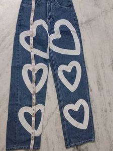 Heart Design Denim Jeans