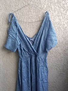 Blue Floral Wrap Dress