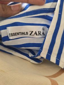 Blue and White Striped Button-Up Shirt