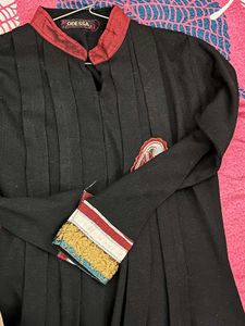Elegant woolen Black Kurti with Embroidery size m