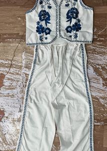 Embroidered Crop Top &amp; Palazzo Set