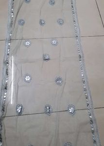 Embellished Net Dupatta with Mirror Work