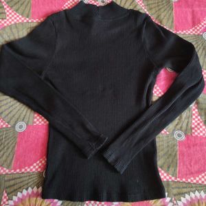 Jealous 21 Ribbed Mock Neck Top "OVER" Graphic