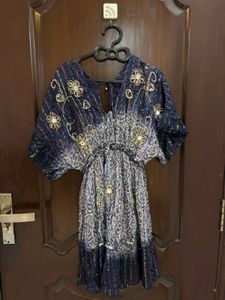 Blue boho dress