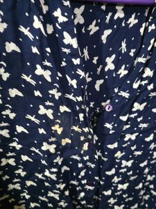 Navy Blue Butterfly Print Tunic Top