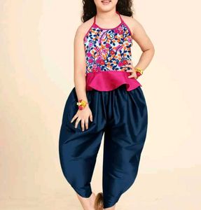Pink And blue dhoti set