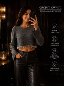 Zara Grey Cropped Sweater