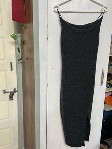 Sparkly Black Bodycon Midi Dress