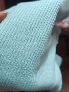 Mint Green Ribbed Knit T-Shirt