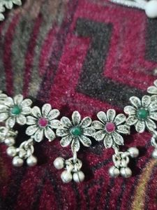Bohemian Floral Silver Necklace