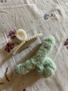 Chic Beaded & Furry Claw Clips Set