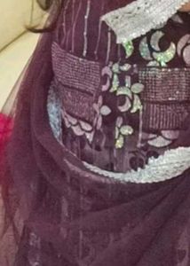Elegant Purple &amp; Silver Lehnga