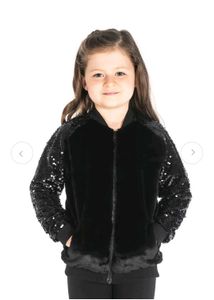 Girls Black Sequin Bomber Jacket