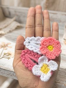 Cute Crochet Flower Hair Clips