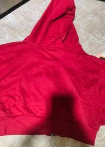 Red Cropped Zip-Up Hoodie