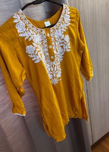 Elegant Mustard Embroidered Kurta