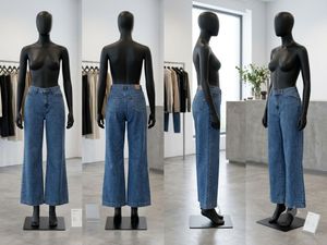 Wide Leg Blue Denim Jeans