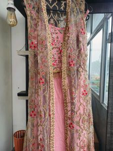 Elegant Pink Embroidered Suit Set