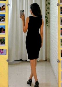 MANGO Black Mini Bodycon Dress