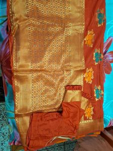 Elegant Red &amp; Gold Saree
