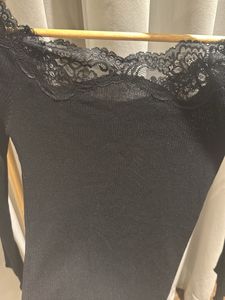 ZARA Elegant Black Lace Trim Top