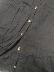 Black Button-Up Mini Dress