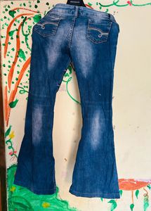 Branded Flared Jeans Rough Look