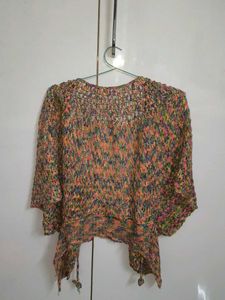 Colorful Crochet Batwing Sweater