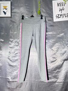 Nike Grey Leggings with Pink Stripes