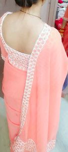 Elegant Peach Saree with Lace Border