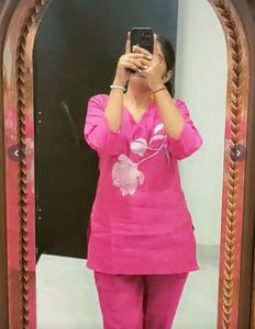 Pink Floral Kurta &amp; Pants Set