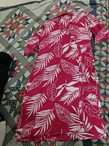 Vibrant Pink Tropical Print Kurta
