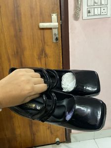 LEATHER MIX BLACK Mary Jane Heels