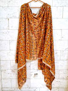 Rust Orange Multicolour Embroidered Dupatta