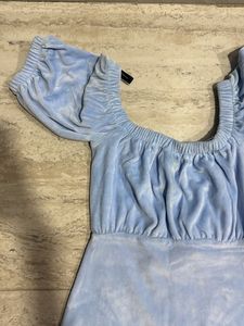 Cute Blue Velvet Mini Dress