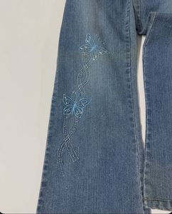 Whimsical Butterfly y2k Flare Jeans