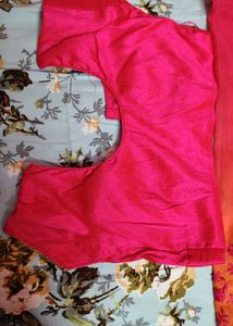 Beautiful Pink &amp; Orange Embroidered Saree