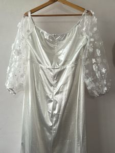 Off-Shoulder White Floral Wedding gown (SHEIN)