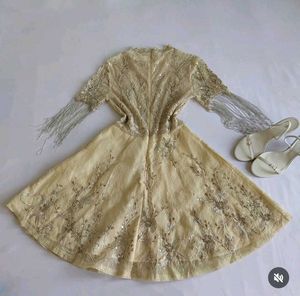 Elegant Beaded Fringe Gown