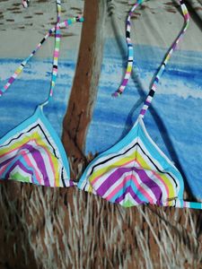 Colorful Striped Bikini Top