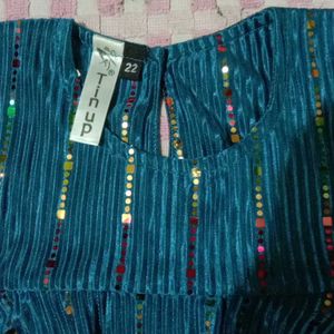 Sparkly Teal Tiered Top