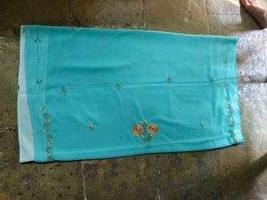 Aqua Blue Embroidered Saree