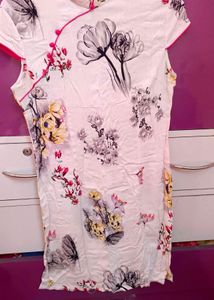 Elegant Floral Print dress with Chinese collar, Si