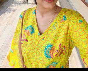 Yellow Printed Peplum top