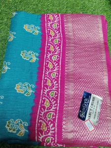 Beautiful Teal & Pink Saree