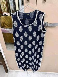 Navy Blue Printed Kurta