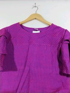 Pink And Purple Printed Round Neck Top (Women)