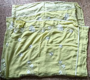 Elegant Embroidered Yellow Saree