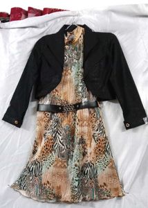 Chic Animal Print Dress with Jacket