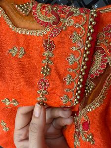 Embroidered Orange Blouse
